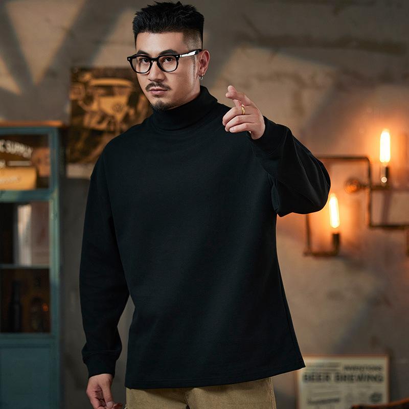 Retro High-neck Long-sleeved T-shirt Men's Spring and Autumn Loose Pullover Top New Base Shirt