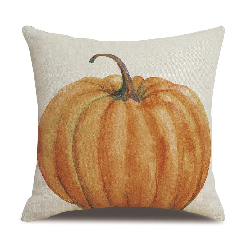 Thanksgiving Linen Pillowcase Autumn Pumpkin Print Pillow Cushion Cover
