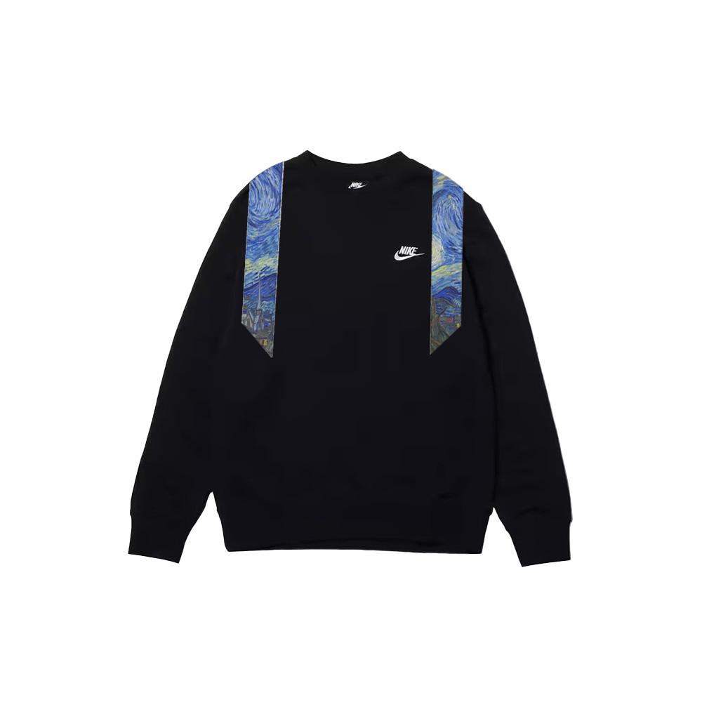 

Nike Свитшот унисекс с кастомным художественным дизайном «Звездное небо», теплый, универсальный, с логотипом из цветных блоков в виде букв, с круглым вырезом, черный BV2667-010(TEAM702-C16) S