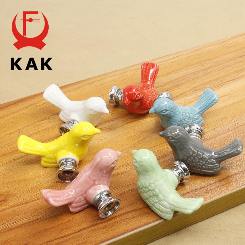 KAK 5pieces Peace Dove Ceramic Drawer Knobs Cartoon Bird Cabinet Cupboard Handles Novelty Fashion Furniture Handles Hardware