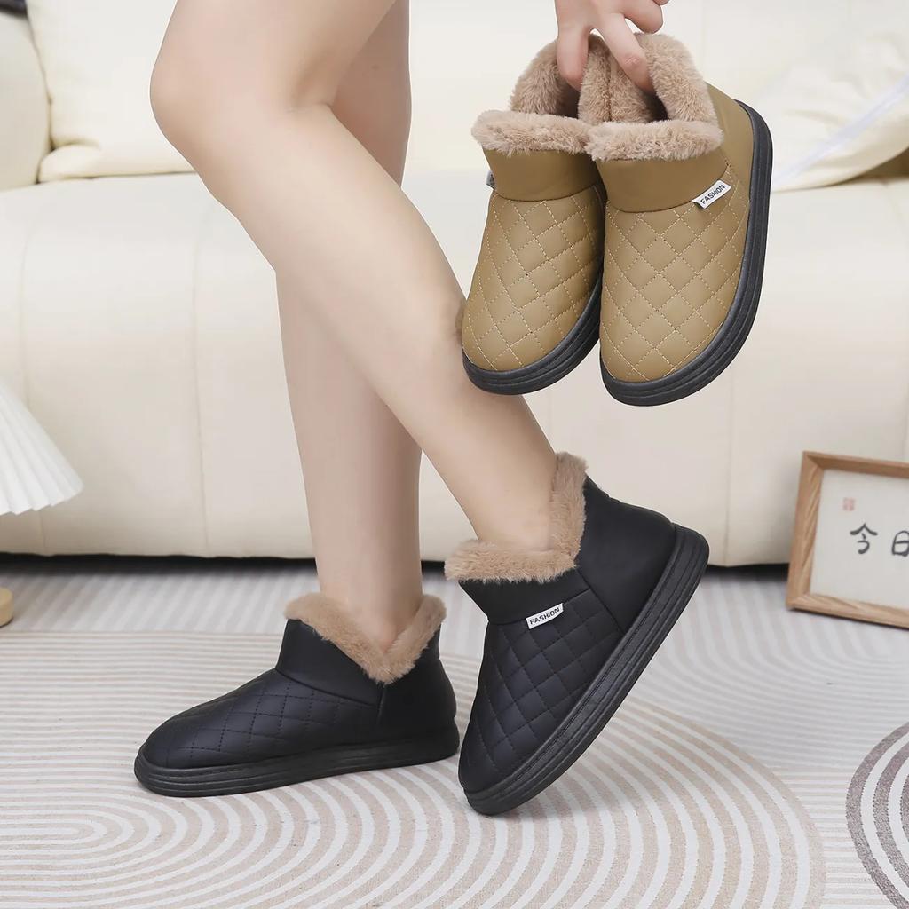 WTEMPO Large Size Antiskid Casual Outdoor Flat Heel Snow Boots Women's Winter Thickened Warm Cotton Plush Short Boots Shoes