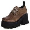 Gothic Oxfords Shoes For Women Pu Leather Black Red Flats Platform Chunky Heels Women Pumps Japanese Buckle Shoes Girls  Est