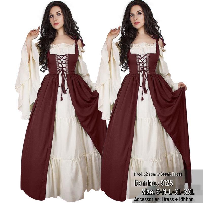 Medieval Renaissance Princess Dress with Binding Waist - Vintage Halloween Costume