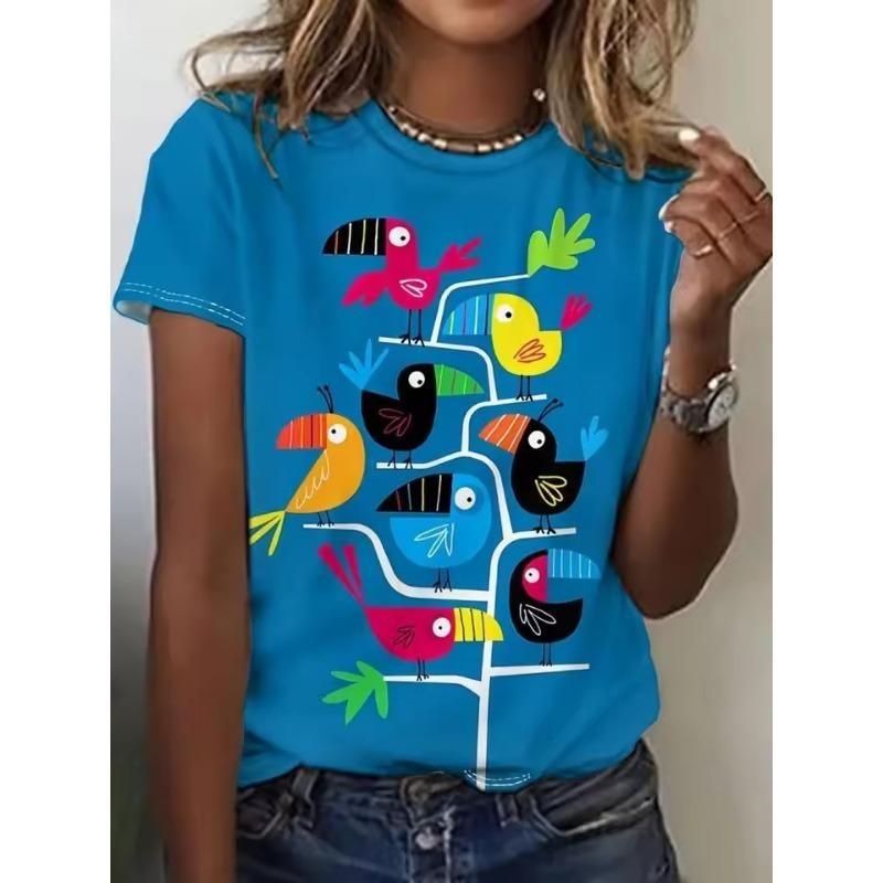 Summer Fashion Women's T-Shirt Cat Dog Animal Print Print 3D Printed Short Sleeve Tops Girl Loose Casual Loose Oversize Outdoor Clothing