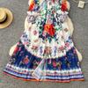 Palace Floral Maxi Dress Women Summer Holiday Chiffon Long Dresses Shirt 2026 Spring Long Sleeve Single Breasted Party Dress