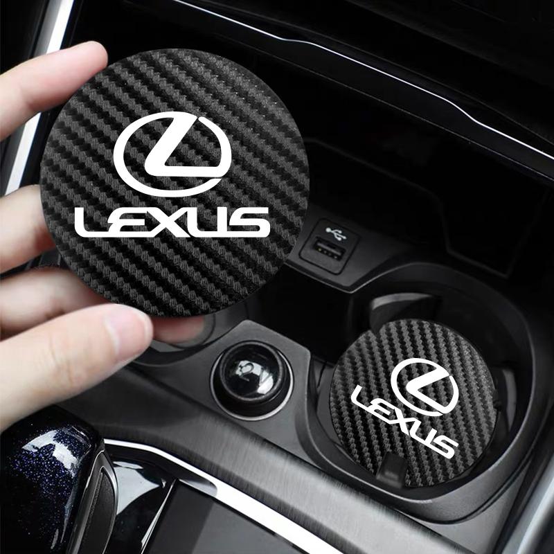 Interior Stickers For Lexus GS IS LS500h ES260 ES300h RX350h NX260 UX260 LM LC RZ450e TX 2Pcs Car Carbon Leather Water Cup Pad A