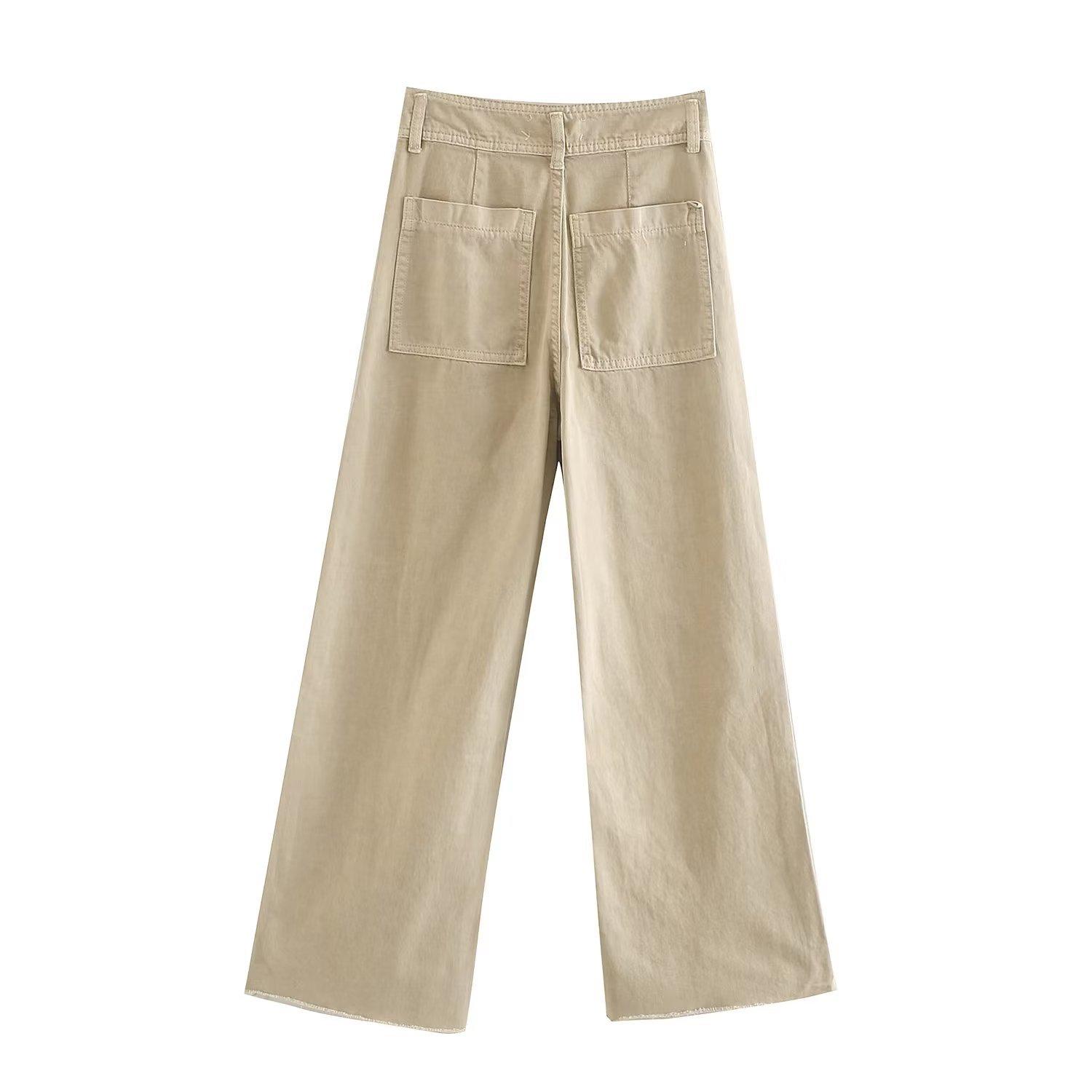 

Весна-лето женские модные прямые джинсы с высокой талией XXS хаки