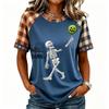 Women's Halloween Raglan Sleeve T-Shirt Neck Short Sleeve Printed Top