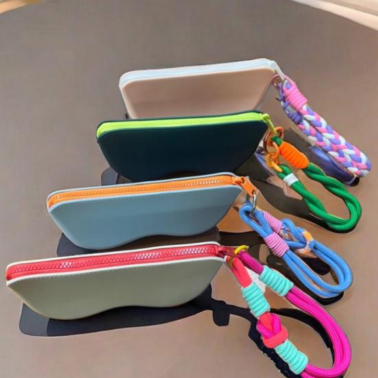 Silicone Glasses Bag Portable Protective Glasses Case Scratch-Resistant Eyeglasses Pouch Hanging Protective Cover with Lanyard
