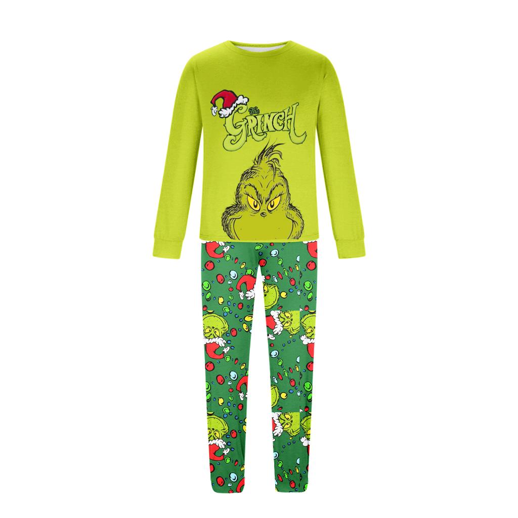 Costum de casă cu imprimeu de Crăciun părinte-copil, bluză cu mâneci lungi și pantaloni