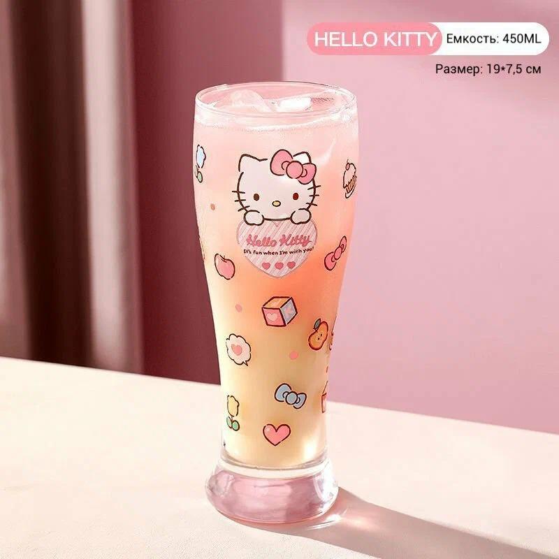 Стакан Sanrio, Прозрачное стекло, Пивной стакан, 7,5x19см, 450мл