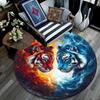 Yin Yang Tigers Round Area Rug,Carpet Rug for Living Room Bedroom Sofa Playroom Decor,Non-slip Floor Mat
