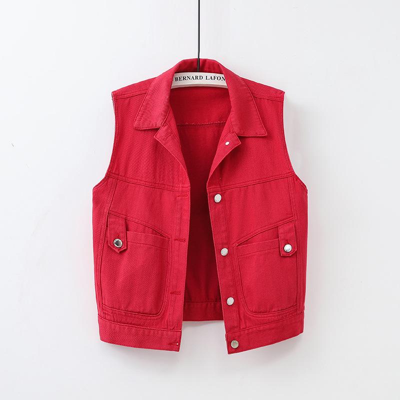 

Trendy Women s Denim Vest - Slimming, Stylish & Versatile for Spring/Autumn, Multiple Colors XL (Suggested 115-125 lbs)