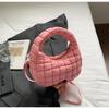 Bubble cotton bag Korean version trendy fashion dumpling bag 2025 summer new cotton clothes pleated rhombus shoulder bag