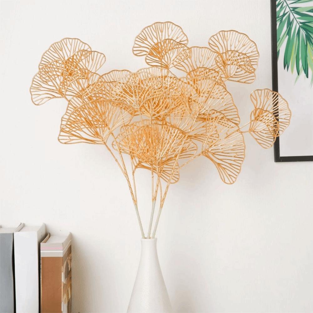 Wedding Home Decoration 3-pronged Persian Leaves Party Supplies Fan Leaf Fake Flowers Ginkgo Leaf