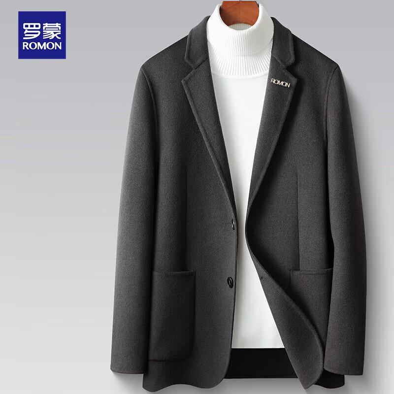 ROMON Men's Wool Blend Double-Sided Casual Suit Jacket
