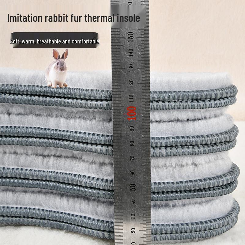 Winter Fleece-Lined Thickened Insoles with Soft Faux Rabbit Fur, Sweat-Absorbent, Odor-Resistant, Felt Cotton for Men's Warmth