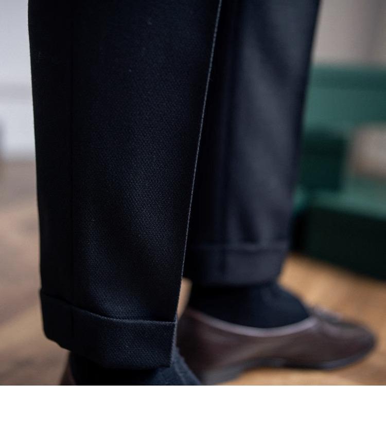 Herren Italienische Neapolitanische High-Waist Gerade Bein Lässige Stoffhose im Britischen Retro-Stil