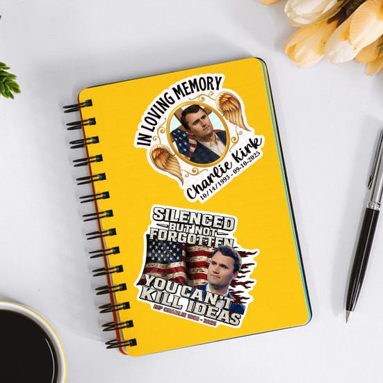 10Pcs Commemorative Charlie Stickers Patriotic Vinyl Decals USA Flag Laptop Decal for Car Water Bottle Vehicle Window Decals