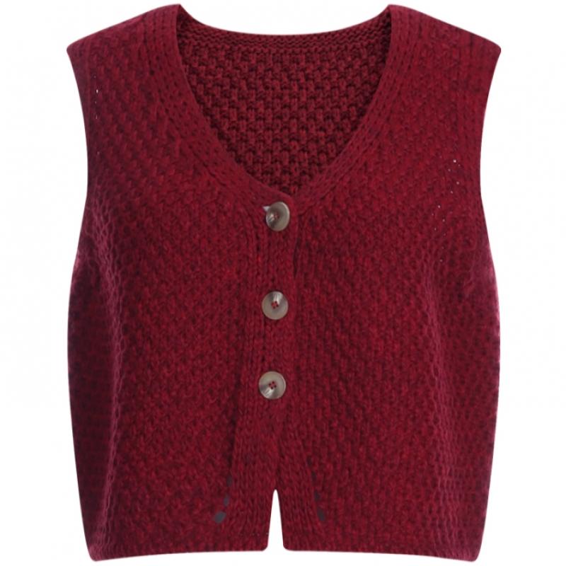 Shop   Women S 6 Color Cropped Button Open Stretch Knit veSt Beige Bom wvS 20784