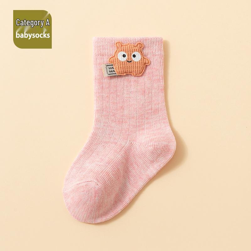 Korean Style Baby Antibacterial Mid-Calf Socks – Combed Cotton, Odor-Resistant, Newborn Spring/Autumn Collection.