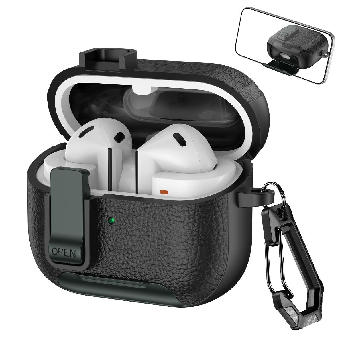 Nieuw Leren Veiligheidsslot Met Telefoonhouder Hoesje Voor Samsung Galaxy Buds 3 FE of Buds 3 Pro Draadloze Bluetooth Oordopjes Cover For Galaxy Buds3 FE