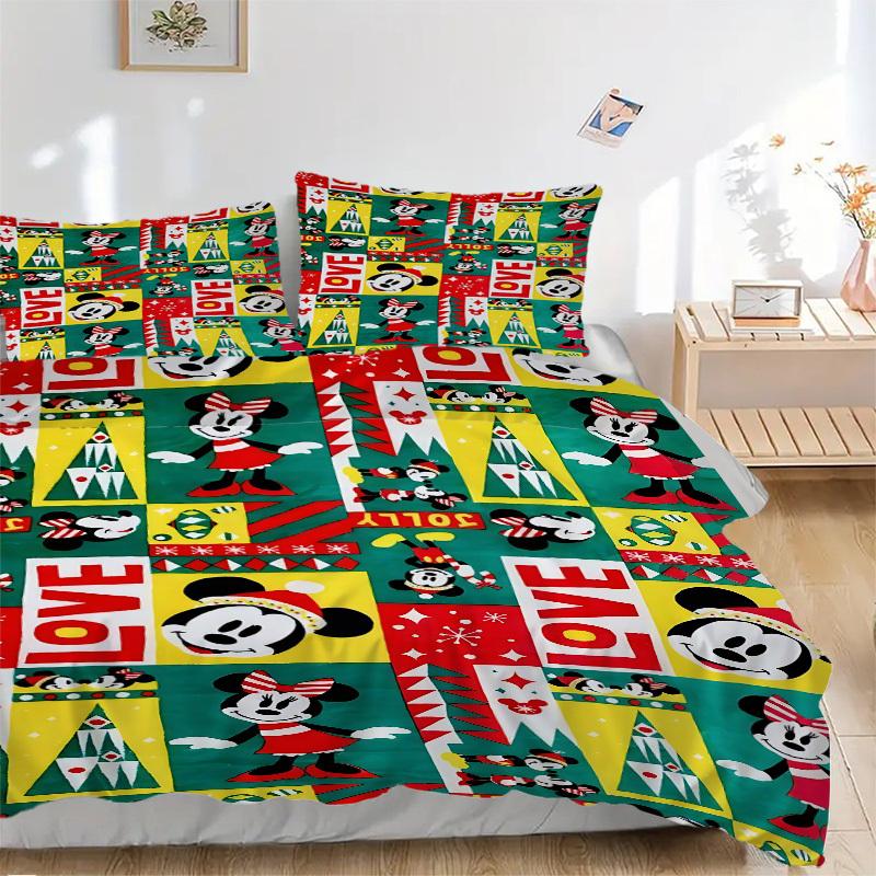 

3pcs Mickey, Minnie Printed Bedding Set, Breathable And Soft, Machine Washable, Christmas Gift Birthday Gift, Bedroom Decoration 135x200cm