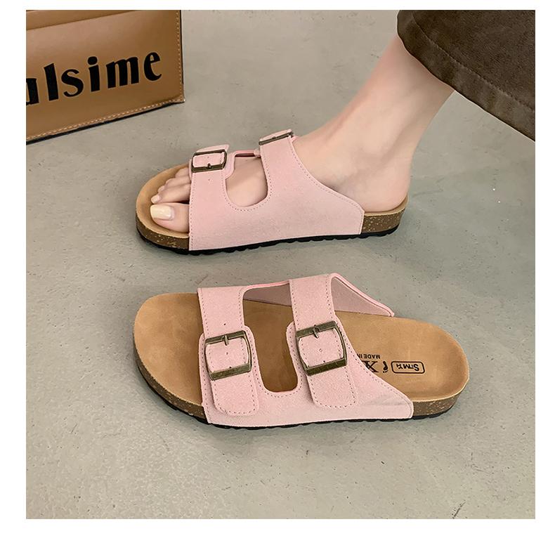 Fashion Fashion Cork Women Sandals New Soft Sole Suede Mules Slippers with Arch Support House Open Toe Flats Outdoor Beach Slide Shoes