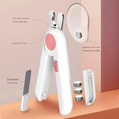 Coupe-ongles pour animaux de compagnie avec protection de sécurité pour prévenir la coupe excessive des ongles Lumière LED conçue pour chiens et chats Toilettage pour animaux de compagnie