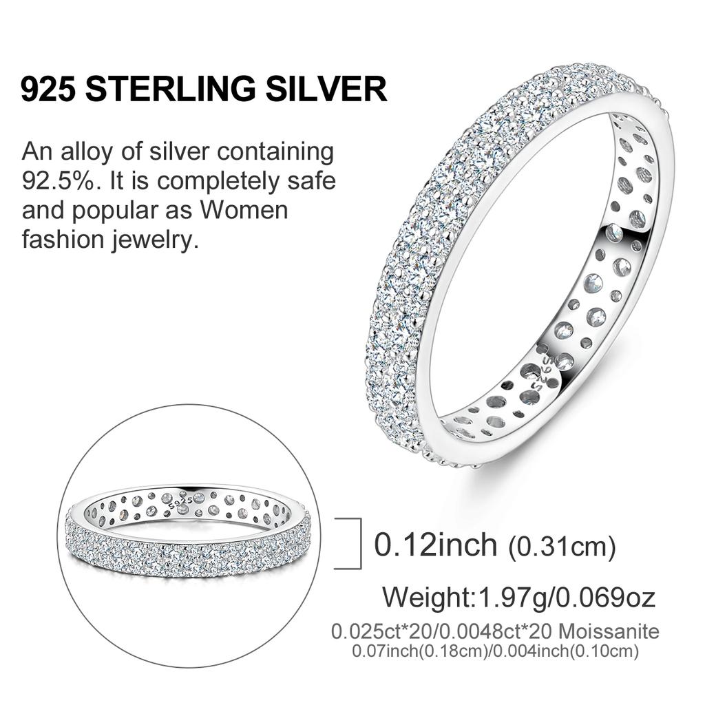 Total 0.596CT Full Moissanite Rings Copper Metal Designed For Women Sparkling Classic Band Ring Wedding Engagement High Quality Fine Jewelry Perfect
