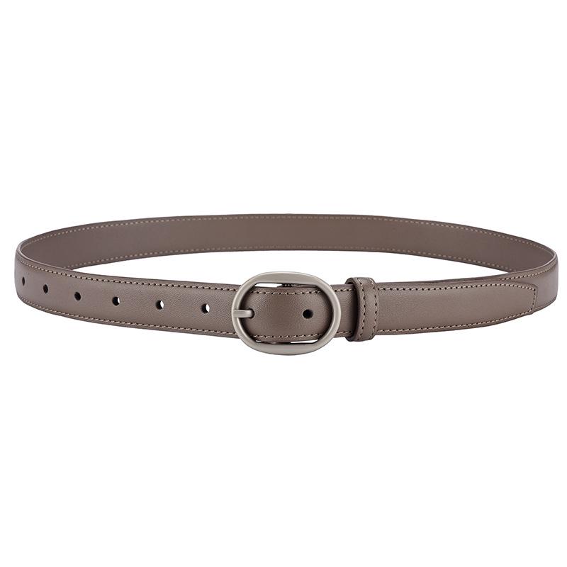 Women's Double-Sided Cowhide Leather Belt - Black, Casual & Versatile for Jeans