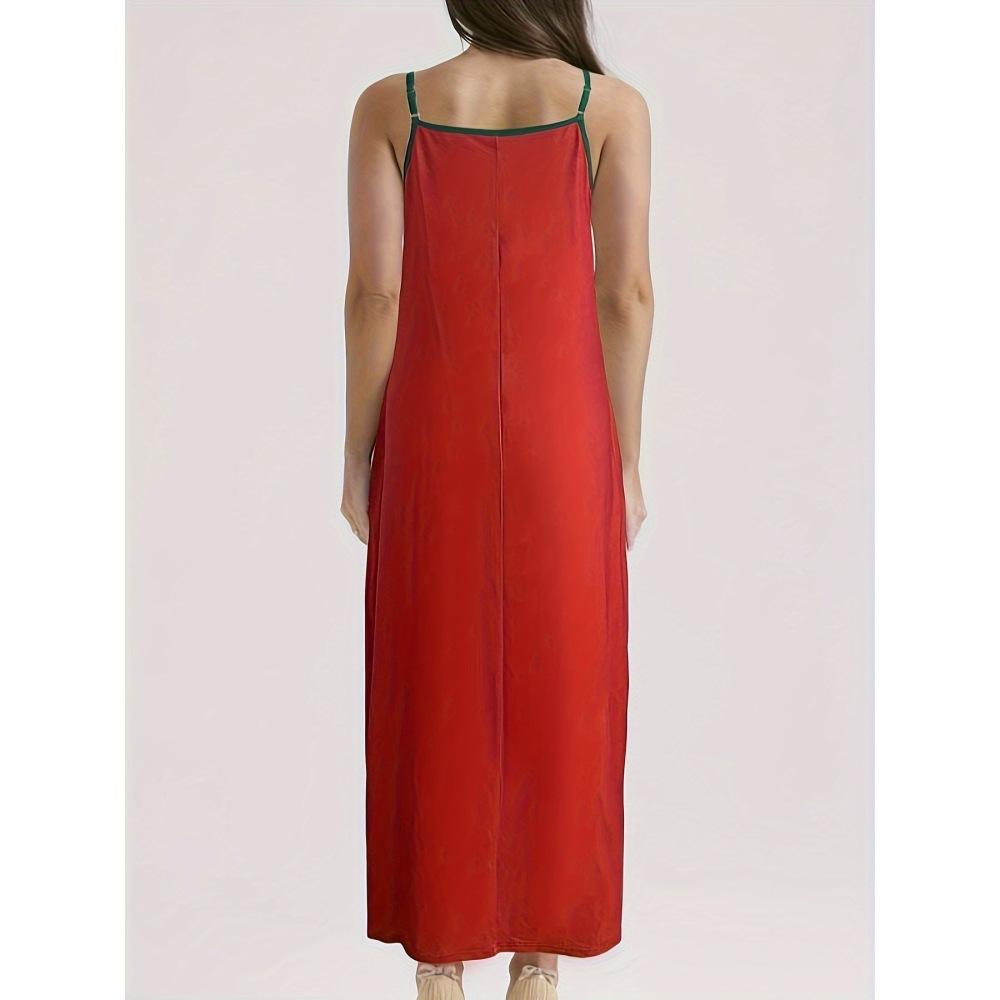 Women's Summer V Neck Strap Loose Long Printed Plus Size Dress