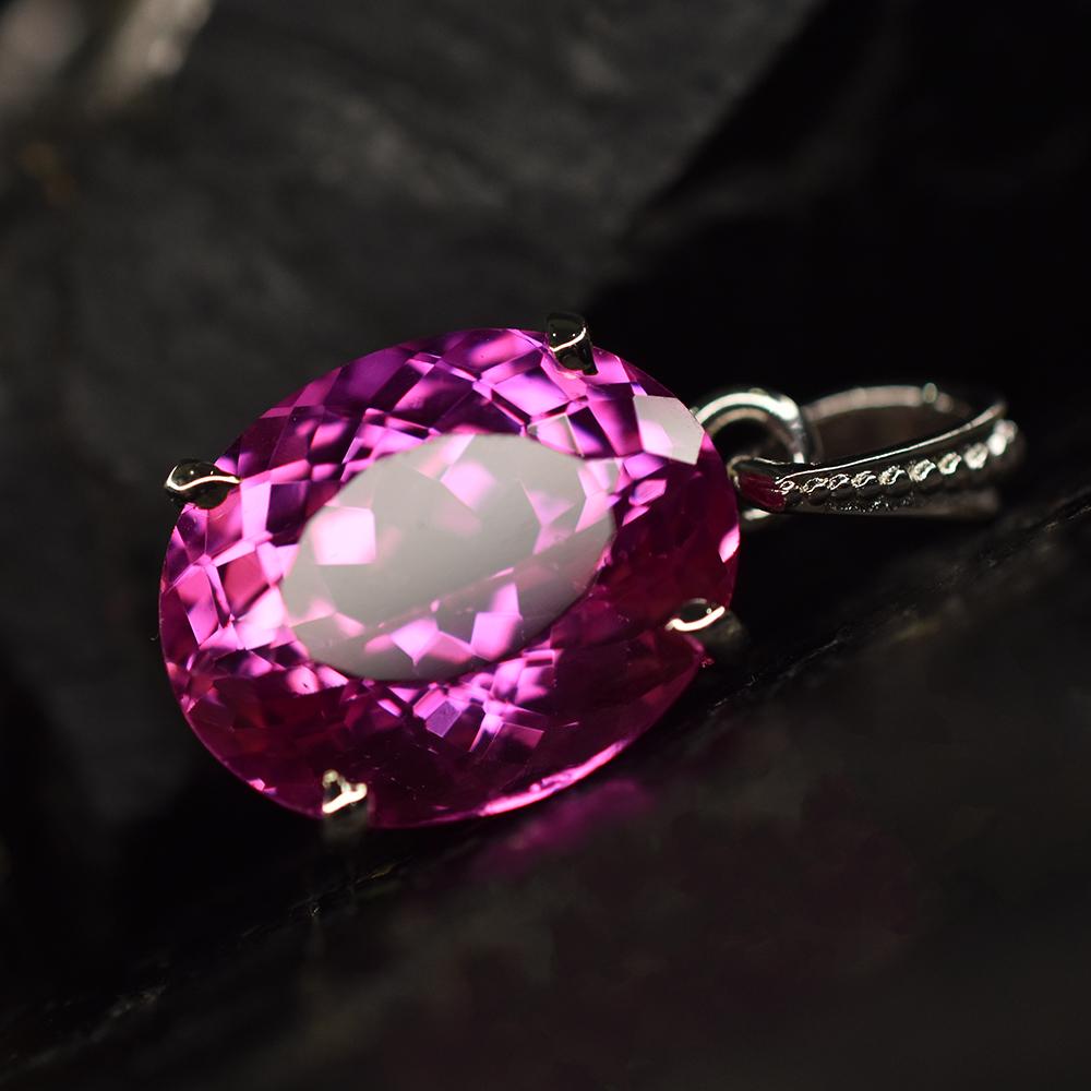 Natural Pink Sapphire Pendant 30 Ct Oval 925 Sterling Silver CERTIFIED For Gift my.pd-20-k