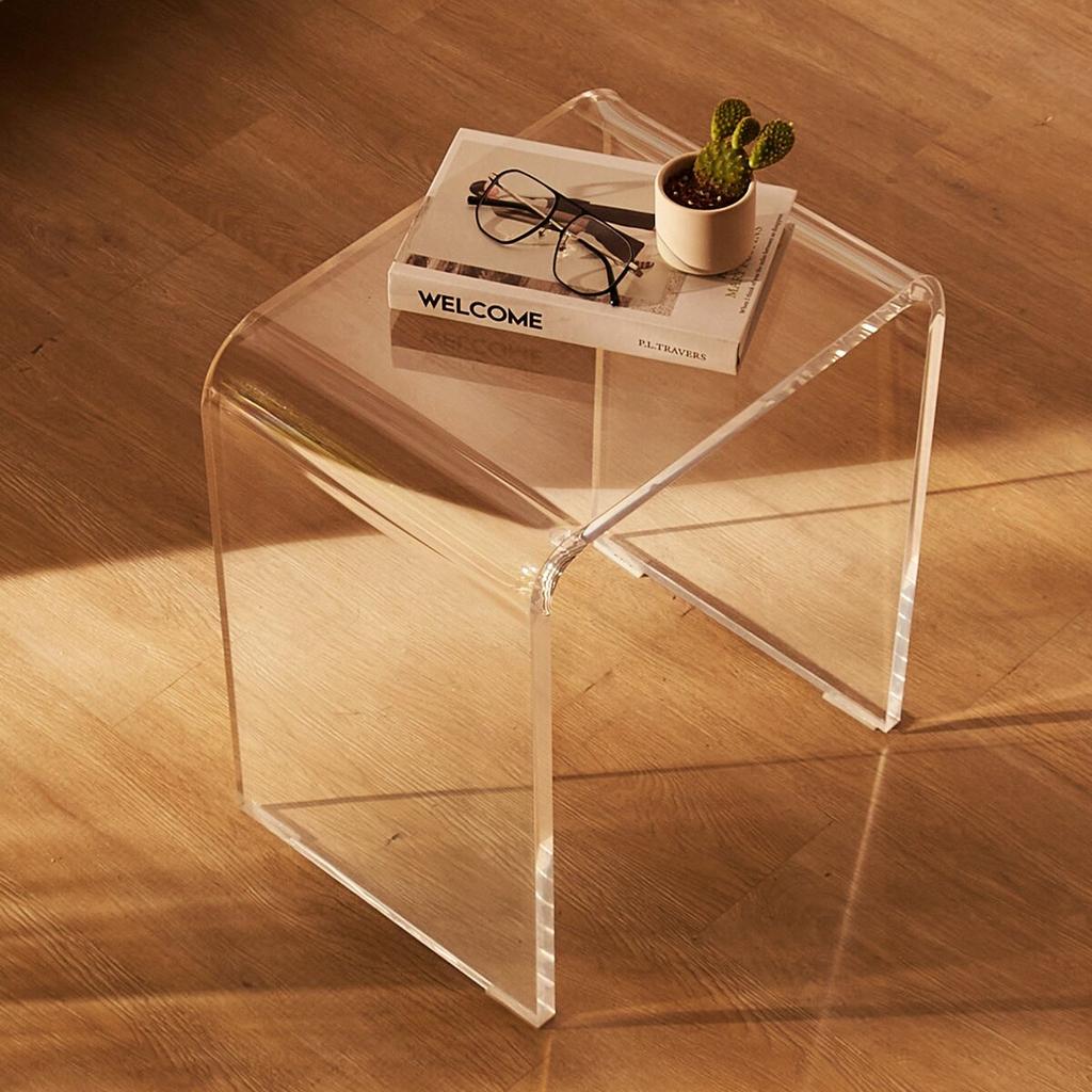 Acryl-Beistelltisch, C-förmiger Lucite-Beistelltisch, Klarer Acryl-Beistelltisch für Getränke, Essen, Snacks, verwendet in Wohnzimmer, Schlafzimmer und Arbeitszimmer