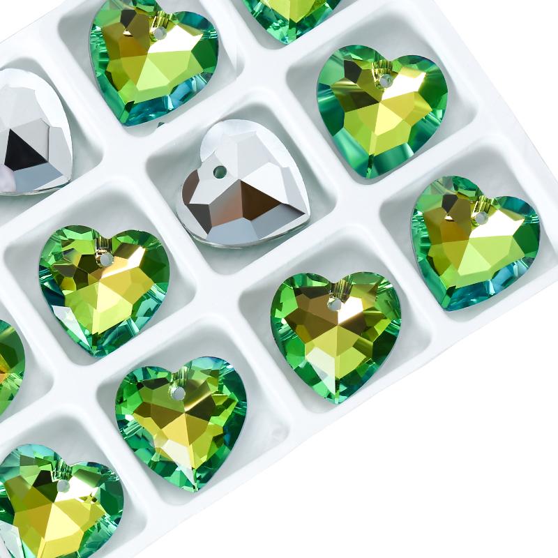 Crystal Austria 6432 Heart Cut Pendants Loose Rhinestone Charms Glass Jewelry Gems Stones for DIY Necklace Jewelry Making 12Pcs