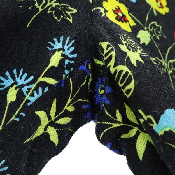VERSACE made in Italy Floral Thin Long pants 24/38 Black series Side zip Women Used