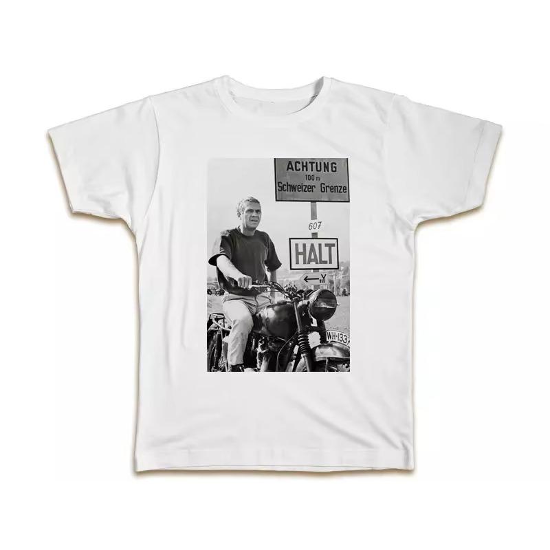 

Steve McQueen s The Great Escape Print Summer New Men s T-shirt Street Casual Trend Couple Hip-hop 5XL різнокольоровий