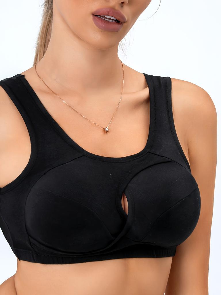 Women High Support Adjustable Strap Breathable Seamless Comfort Cotton Bra Home Outdoor Wear