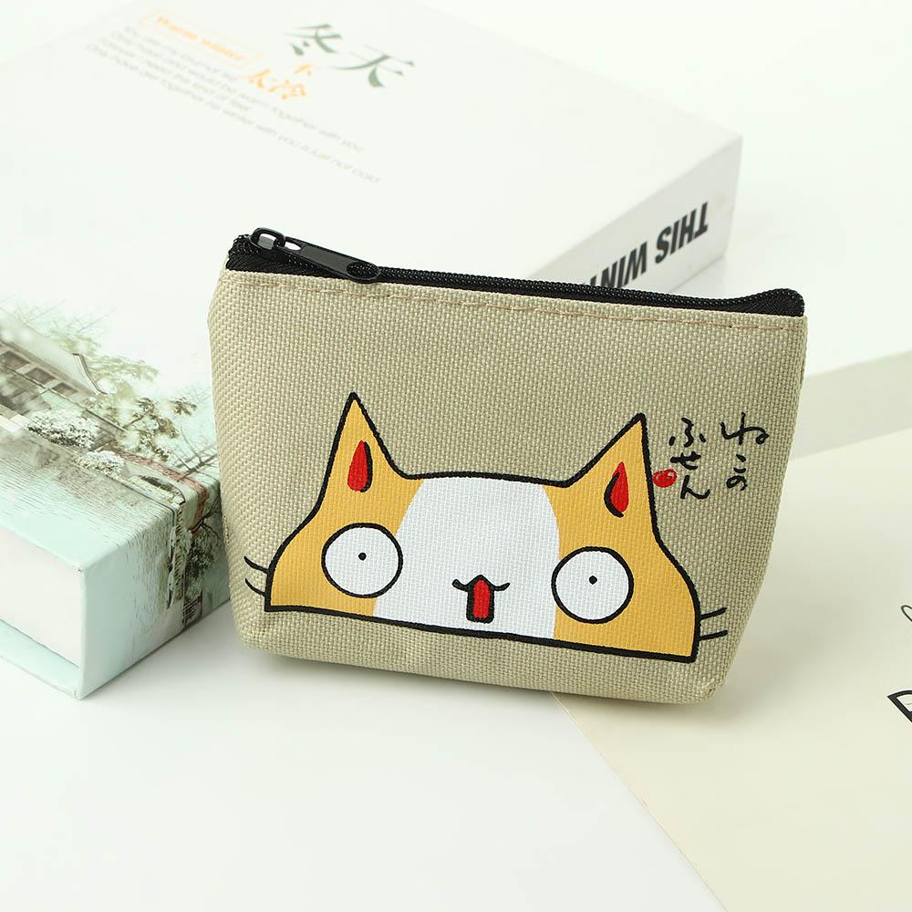 Cat Print Oxford with Zipper Cartoon Women Wallets Card Holders Korean Money Bag Small Coin Purse