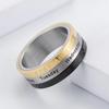 Men's Tricolor Roman Numeral Rotating Calendar Ring in Titanium Steel