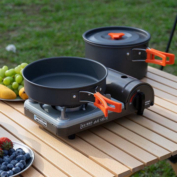 Portable Outdoor Camping Cookware Set: Folding Aluminum Alloy Pots & Kettle