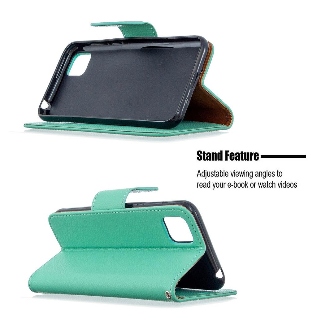 Suitable for Sony L4 mobile phone leather case, Huawei Y6P solid color lychee pattern card wallet protective case Honor 9A