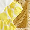 2-8Y Toddler Girls 100% Cotton Yellow Polka Dot Dress Peter Pan Collar Summer Casual Sundress