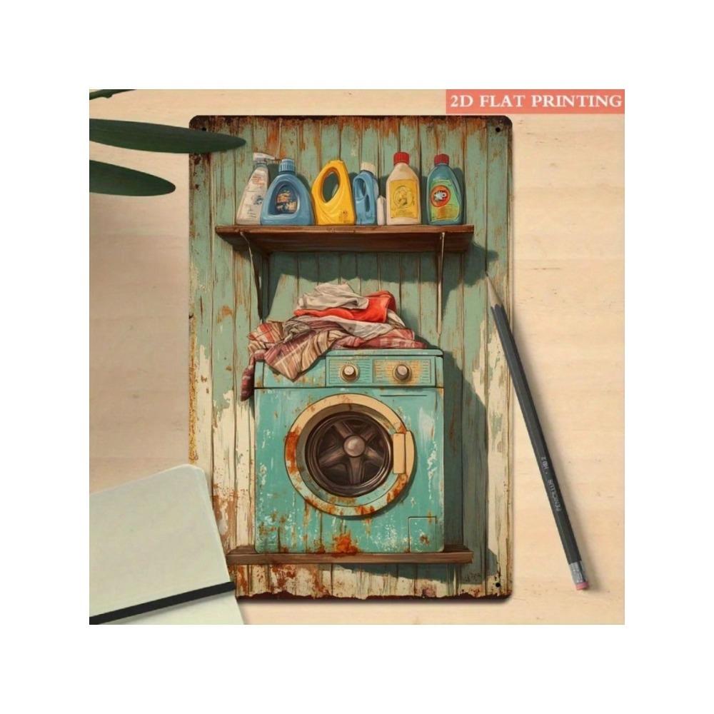 Vintage Retro Washing Machine Metal Sign 20x30cm Laundry Wall Decor