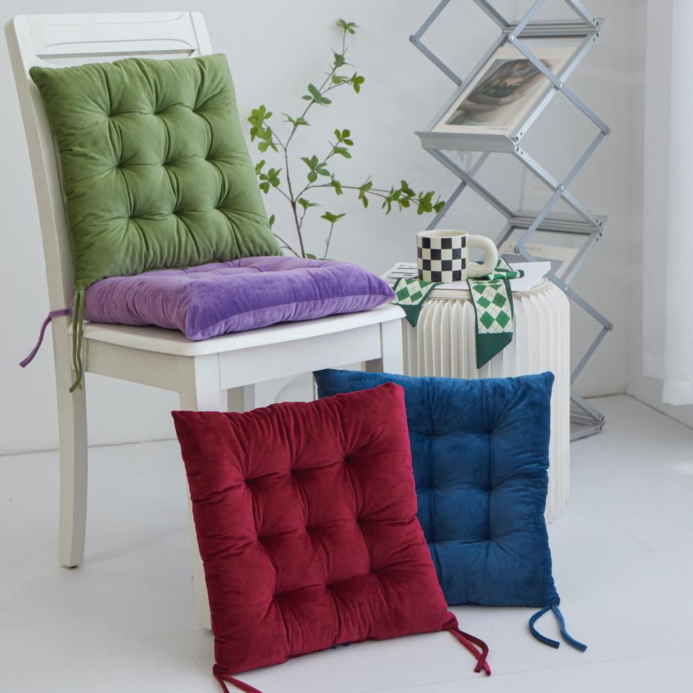 Square Chair Cushion Solid Color Fluff Thick Elastic Cushions Seat Cushion Modern Home Decor Outdoor Car Washable Pillow 40x40cm