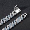 Gioielli Hip Hop Personalizzati Larghezza 14mm Iced Out Argento e Zircone Blu Bicolore CZ Incastonatura Maglia Cubana Bracciale