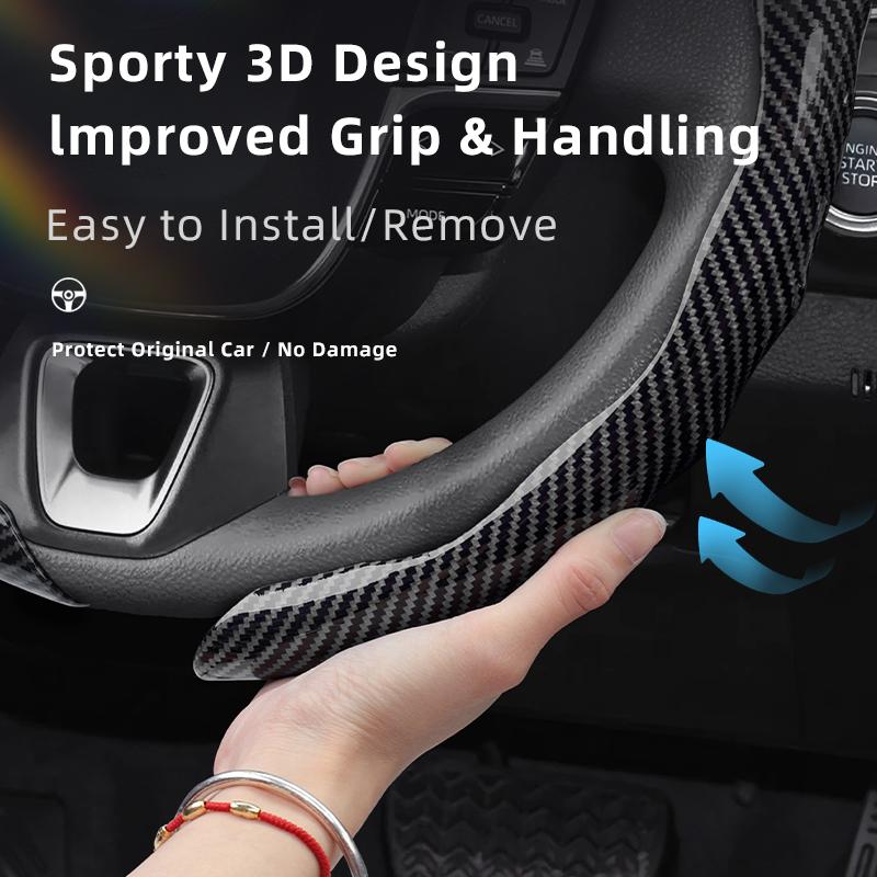Suitable for Toyota Carbon Fiber Texture Steering Wheel Cover Snap-On Wave-Shaped Sports Design Protective Shell Corolla Rav4 Hilux Camry Yar