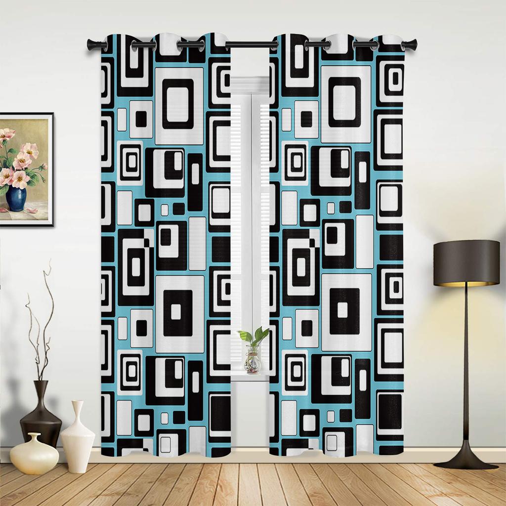 Greece Santorini Blue Roof Church Window Curtains Home Decoration Living Room Curtains Kid's Room Cortinas For Kitchen Bedroom