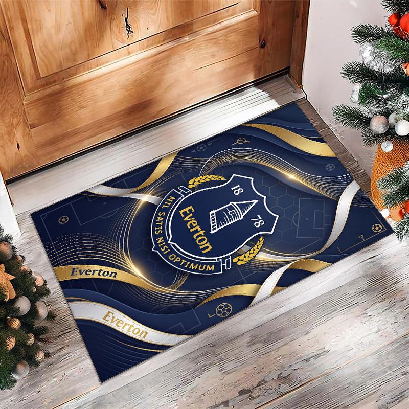 Tappeto in Velluto di Cristallo con Stampa Calcio Everton, Comodo Assorbente d'Acqua Antiscivolo Tappeto per Pavimenti Interni