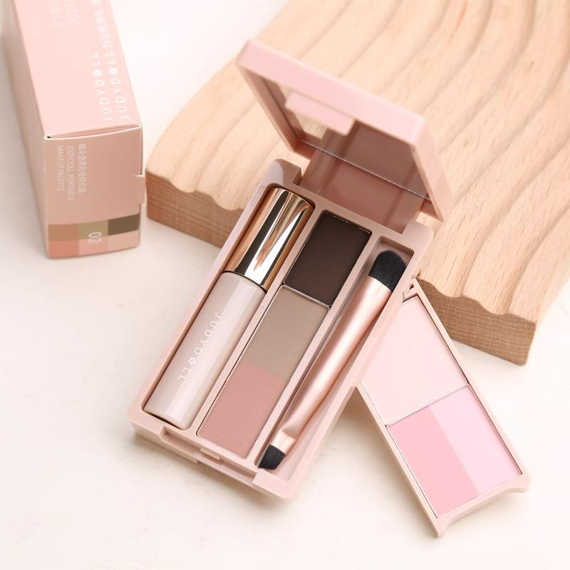 

Компактная дорожная пудра Judydoll: Мини-палетка для макияжа с контуром, тенями для век и румянами